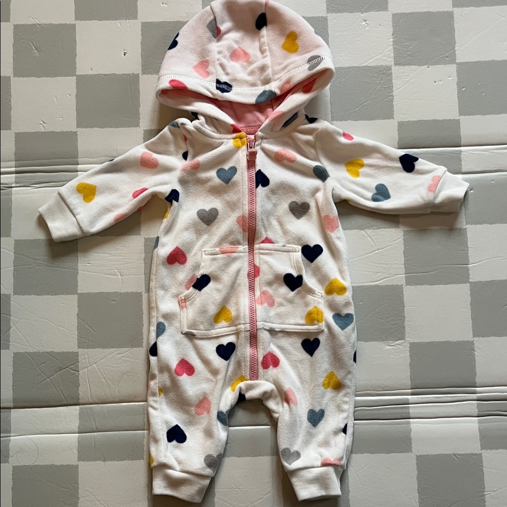 Carter's White Heart Print Kids One Piece